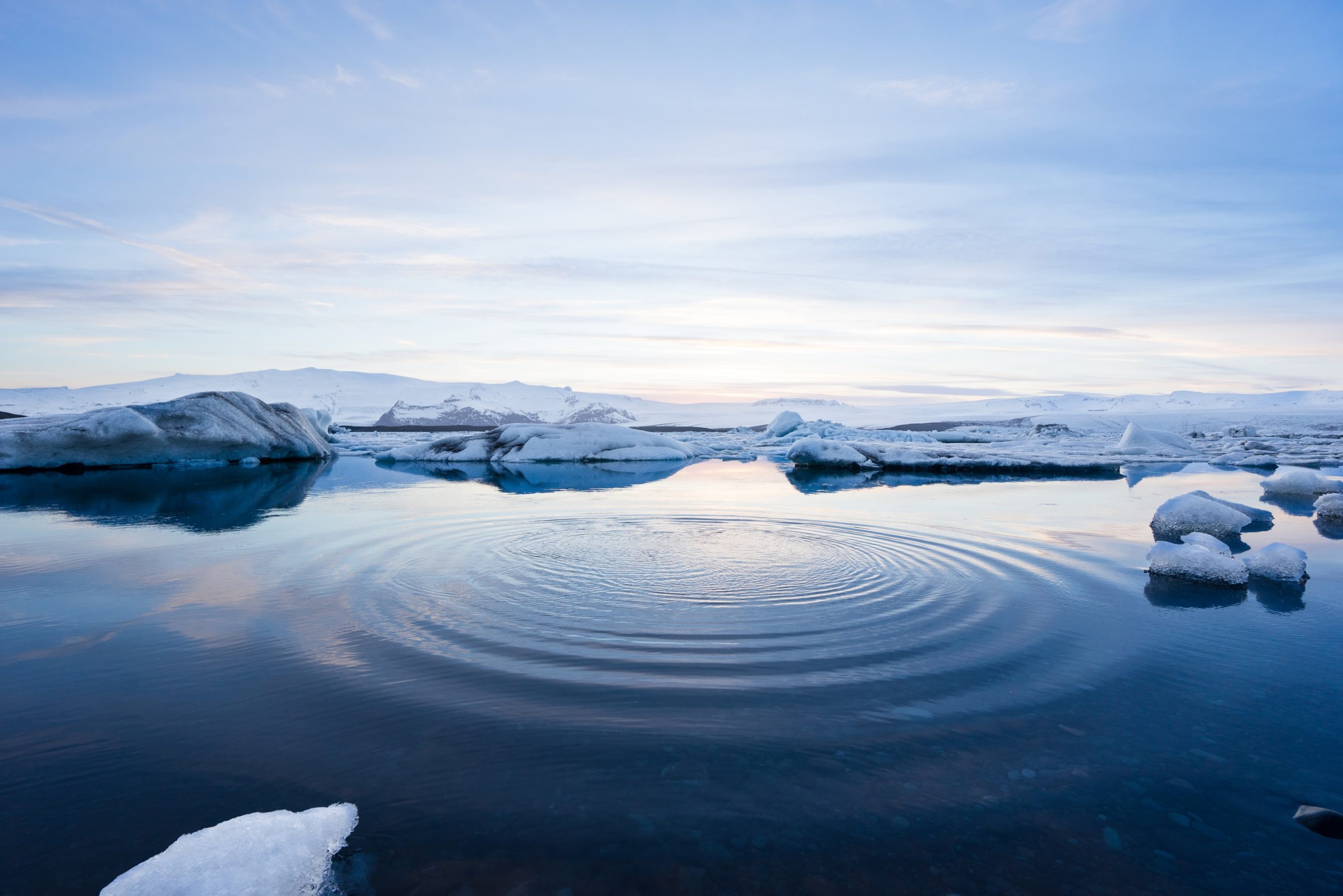 melting glaciers in water